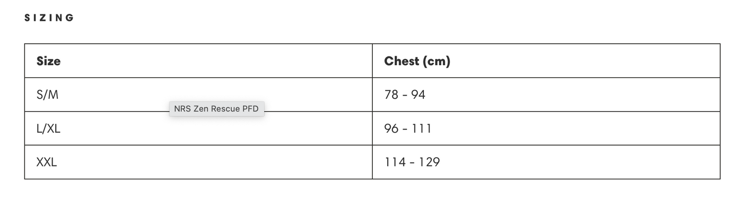NRS Zen PFD (used/refurbished)