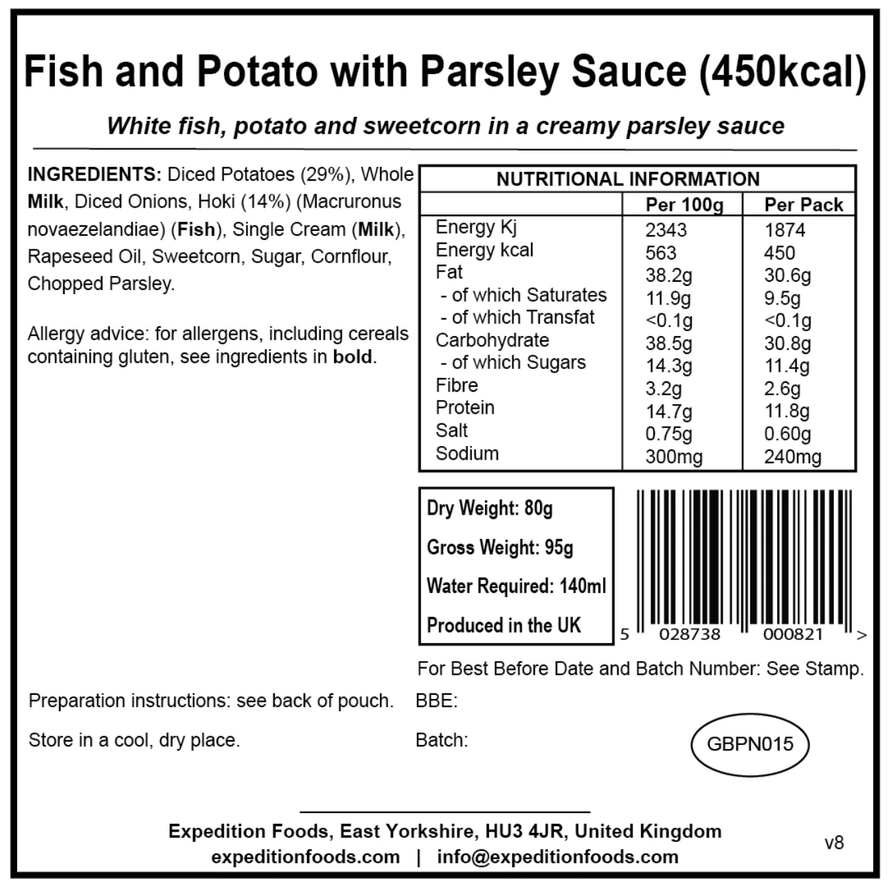 Fish and Potato with Parsley Sauce