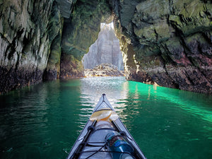 Kayak through caves east coast Canada